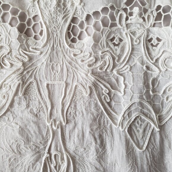 BCBG Maxazria Runway Simona Linen Silk Embroidered Eyelet Dress - Picture 7 of 13